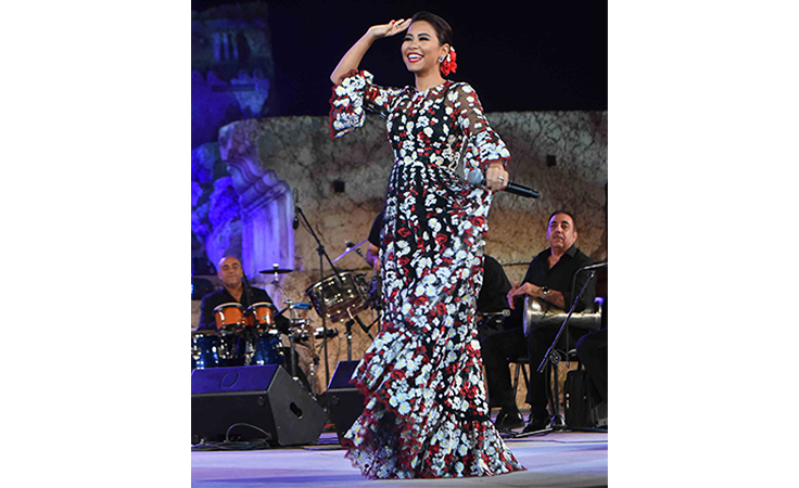 نتيجة بحث الصور عن فستان شيرين تغني في بعلبك بفستان