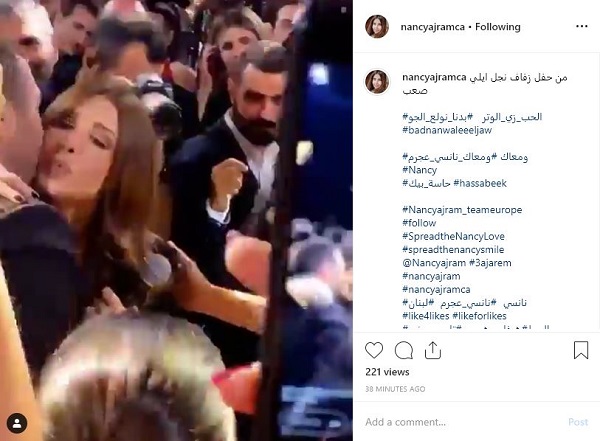 فيديو.. نانسي عجرم «تولّع الجو» بزفاف نجل إيلي صعب