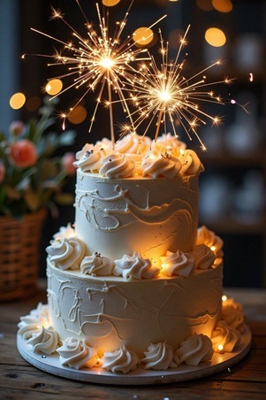 استوحي أفكارًا لإضاءة كعكة زفافك البرّاقة
