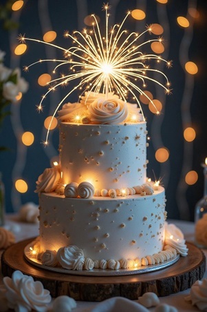 استوحي أفكارًا لإضاءة كعكة زفافك البرّاقة