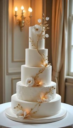 استوحي أفكارًا لإضاءة كعكة زفافك البرّاقة