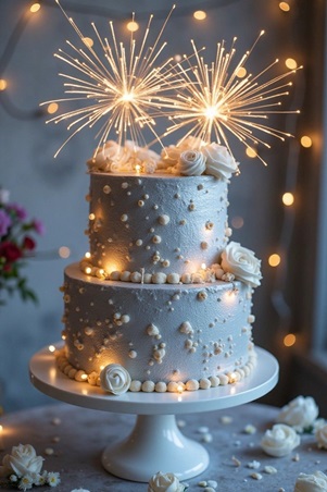 استوحي أفكارًا لإضاءة كعكة زفافك البرّاقة