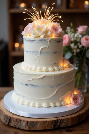 استوحي أفكارًا لإضاءة كعكة زفافك البرّاقة