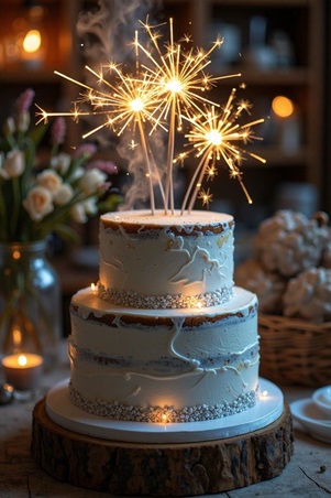 استوحي أفكارًا لإضاءة كعكة زفافك البرّاقة