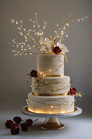 استوحي أفكارًا لإضاءة كعكة زفافك البرّاقة
