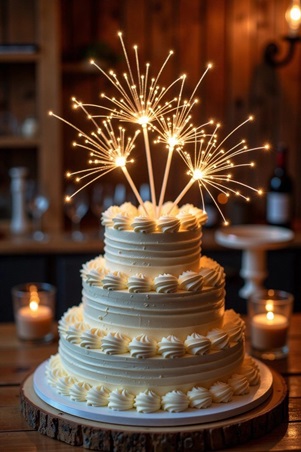 استوحي أفكارًا لإضاءة كعكة زفافك البرّاقة