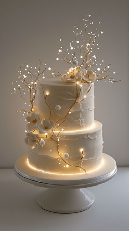 استوحي أفكارًا لإضاءة كعكة زفافك البرّاقة