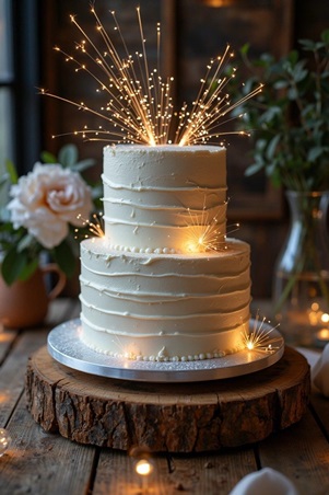 استوحي أفكارًا لإضاءة كعكة زفافك البرّاقة