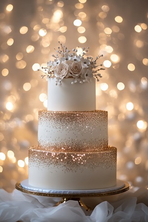 استوحي أفكارًا لإضاءة كعكة زفافك البرّاقة