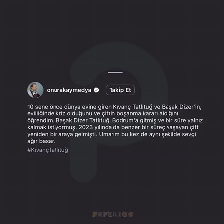 ردة فعل كيفانش تاتليتوغ تجاه شائعات انفصاله