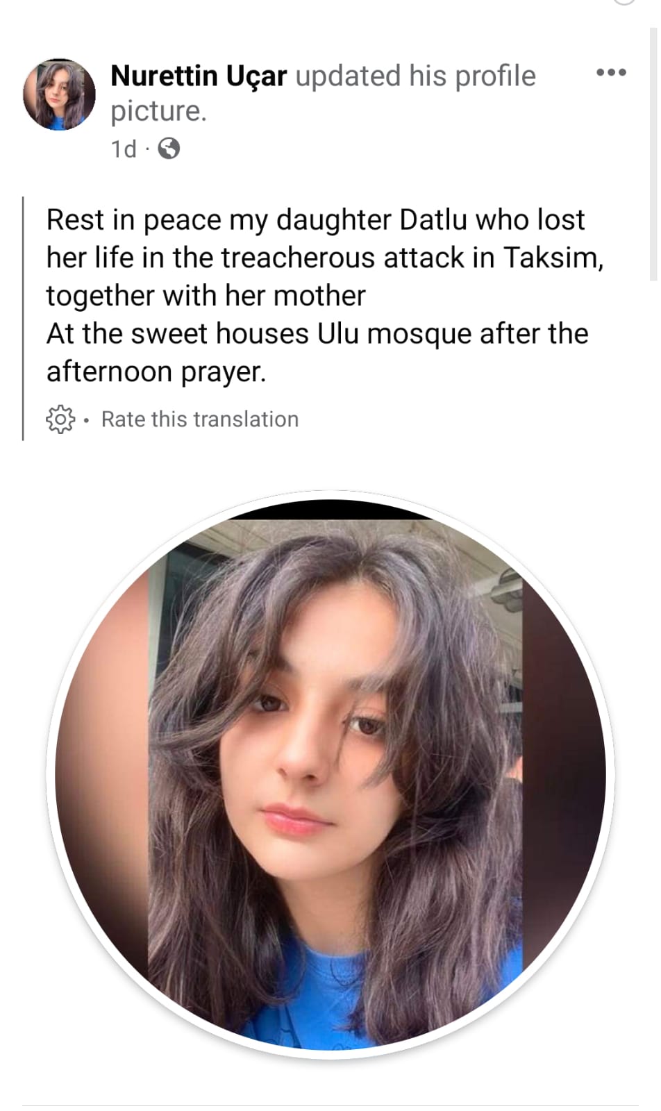 الممثل التركي نور الدين أوشار يعلن وفاة زوجته السابقة وابنتهما بانفجار تقسيم في اسطنبول