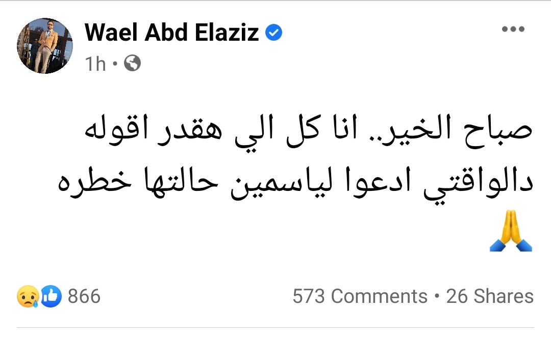 شقيق ياسمين عبدالعزيز: أختي في حالة خطرة ادعوا لها
