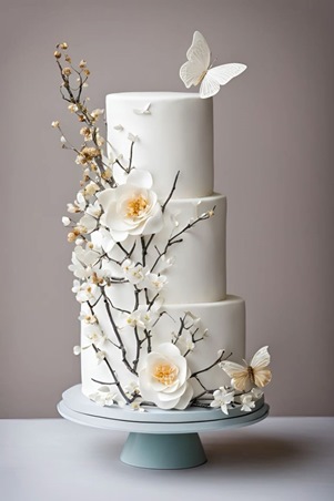 الفراشات اختيار رقيق ومرح لتزيين كعكة حفل زفافك