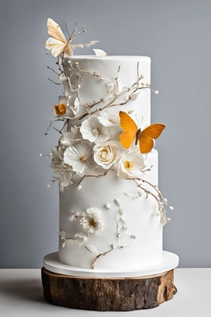 الفراشات اختيار رقيق ومرح لتزيين كعكة حفل زفافك