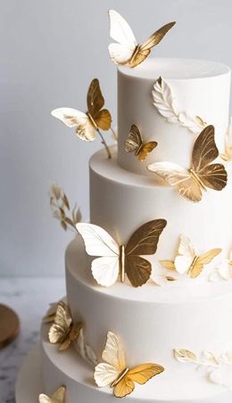 الفراشات اختيار رقيق ومرح لتزيين كعكة حفل زفافك