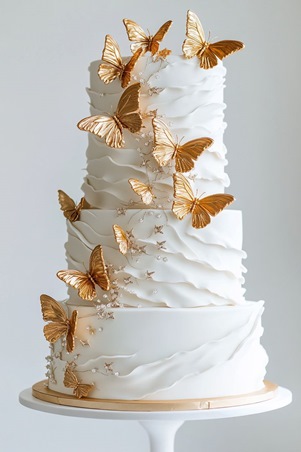 الفراشات اختيار رقيق ومرح لتزيين كعكة حفل زفافك
