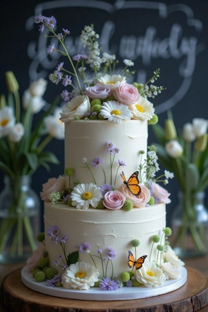 الفراشات اختيار رقيق ومرح لتزيين كعكة حفل زفافك
