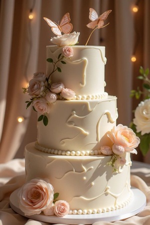 الفراشات اختيار رقيق ومرح لتزيين كعكة حفل زفافك