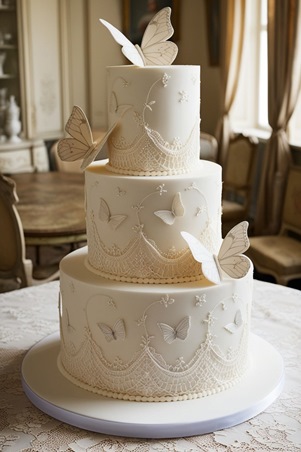 الفراشات اختيار رقيق ومرح لتزيين كعكة حفل زفافك