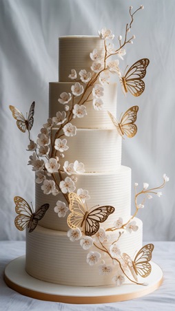 الفراشات اختيار رقيق ومرح لتزيين كعكة حفل زفافك