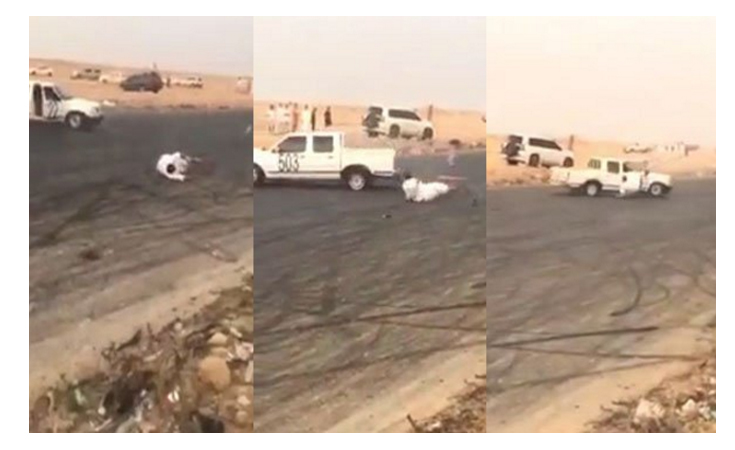 مقطع فيديو يسجّل لحظة سحل شاب وسقوطه من السيارة أثناء التفحيط!