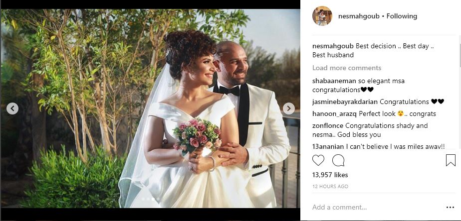 بالصور.. زفاف نسمة محجوب وأوّل تعليق لها