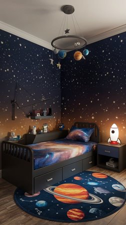 شاهدي تصاميم غرف أطفال مستوحاة من الفضاء
