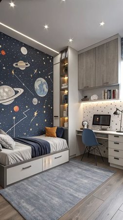 شاهدي تصاميم غرف أطفال مستوحاة من الفضاء