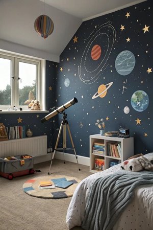 شاهدي تصاميم غرف أطفال مستوحاة من الفضاء