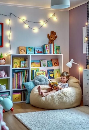 استوحي أفكار تصميم ركن دافئ للقراءة في غرفة طفلك