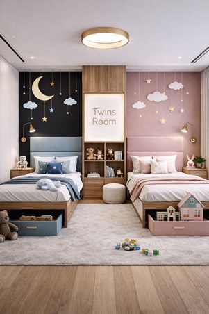 شاهدي أجمل تصاميم الغرف لأطفالك التوأم