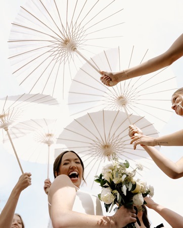 المظلة اليدوية إكسسوار مثالي لحمايتكِ من أمطار وتقلبات فصل الخريف يوم زفافك