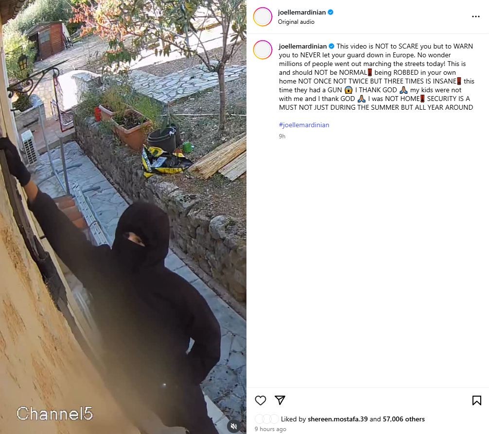 للمرة الثالثة.. سرقة منزل جويل ماردينيان ورسالة غاضبة على 