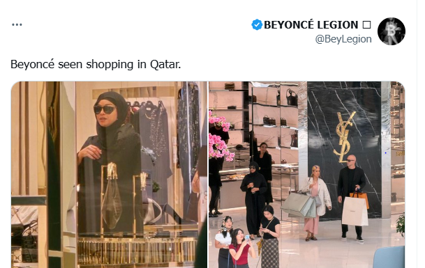 النجمة العالمية بيونسيه تتسوق بالحجاب في قطر