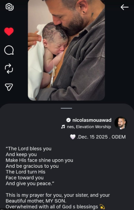 نيقولا معوض ينشر أول صورة برفقة مولوده الثاني وهذا اسمه